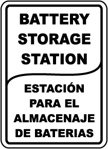Bilingual Battery Storage Station Sign