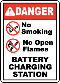 Battery Charging No Smoking Sign