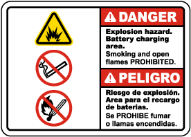 Bilingual Danger Explosion Hazard Charging Area Sign