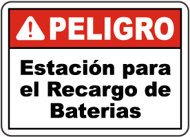 Spanish Danger Battery Charging Area Sign