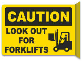Warning Caution fork-lift trucks operating in this area safety sign 