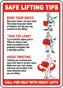 Safe Lifting Tips Sign