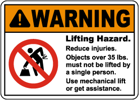 Warning Lifting Hazard Sign