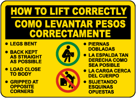 Bilingual How to Lift Correctly Sign