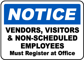 Visitors Register At Office Sign