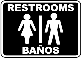 Bilingual Women & Men Restroom Sign
