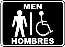 Bilingual Men / Accessible Restroom Sign