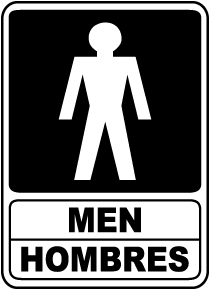 Bilingual Men Restroom Sign