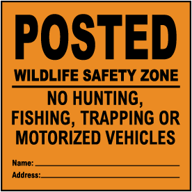 Orange Posted Wildlife Safety Zone Sign