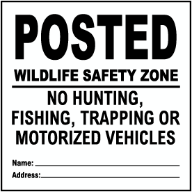 White Posted Wildlife Safety Zone Sign