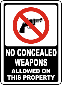 No Concealed Weapons Sign