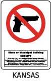 Kansas No Firearms State and Municipal Building Sign