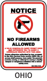 Ohio School Zone No Firearms Allowed Sign