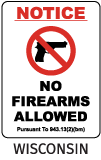 Wisconsin No Firearms Sign