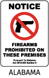 Alabama Firearms Prohibited Sign