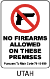 Utah No Firearms Sign