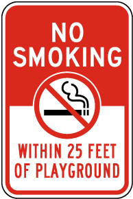 No Smoking Within 25 Ft Of Playground Sign