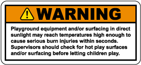 Warning Playground Equipment Label