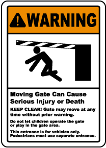 Gate Can Cause Serious Injury Sign