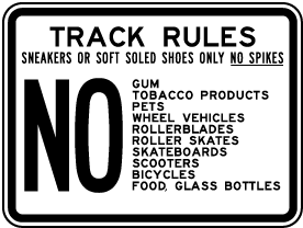 Track Rules and Footwear Sign