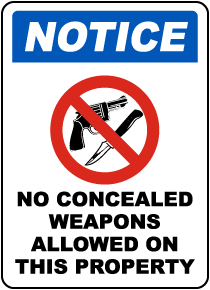 Concealed Weapons Not Allowed Sign