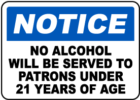 Patrons Under 21 Years of Age Sign