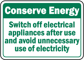 Turn Off Appliances After Use Sign