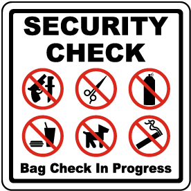Bag Check In Progress Sign