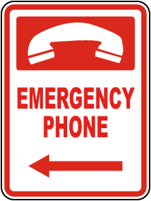 Emergency Phone (Left Arrow) Sign
