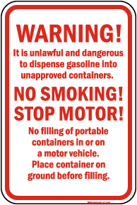 Warning Fueling Rules Sign
