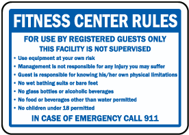 Fitness Center Rules Sign