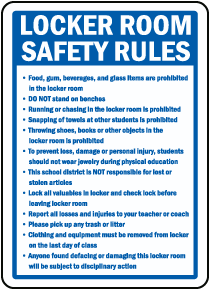 Locker Room Safety Rules Sign
