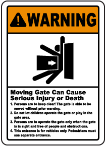 Gate Can Cause Serious Injury Sign