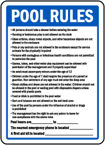 Arkansas Pool Rules Sign