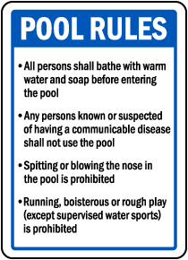 Connecticut Pool Rules Sign