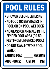 Florida Pool Rules Sign