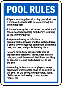 Johnson County Kansas Pool Rules Sign