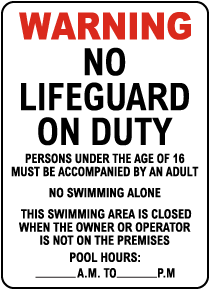 New Jersey No Lifeguard Hotel Sign