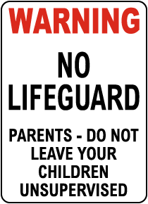 Oregon No Lifeguard Wading Pool Sign