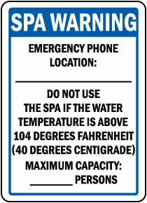 Texas Spa Rules and Warnings Sign