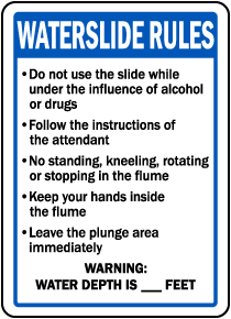 Wisconsin Waterslide Rules Sign