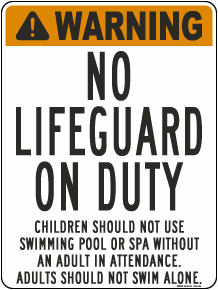 Connecticut Warning No Lifeguard On Duty Sign