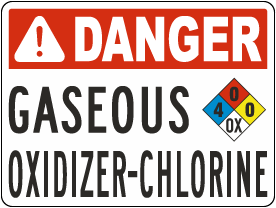 Danger Gaseous Oxidizer-Chlorine Sign