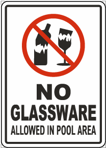 No Glassware Allowed In Pool Area Sign