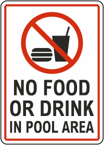 No Food Or Drink In Pool Area Sign