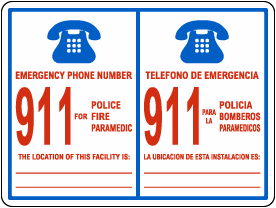 Bilingual Emergency Phone Sign