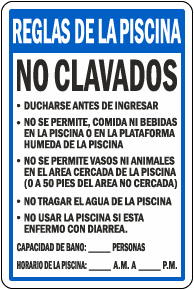 Florida Spanish Pool Rules No Diving Sign
