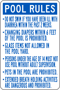Texas Pool Rules Sign