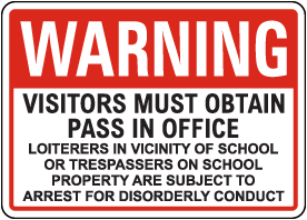 Visitors Must Obtain Pass In Office Sign