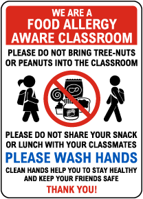 Do Not Share Snacks Or Lunch With Classmates Sign